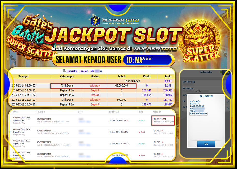 MUFASATOTO JACKPOT PRAGMATIC PLAY Rp.42.600.000|LUNAS